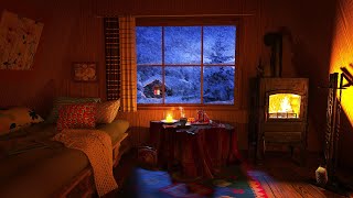 Сон в уютной зимней хижине со звуками метели и камина для сна