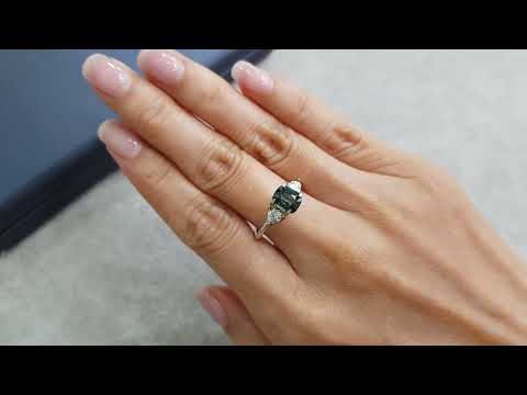 Unheated teal cushion cut sapphire 1.36 ct, Madagascar Video  № 1