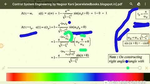 Expression for Peak overshoot and Settling time in Time domain specifications