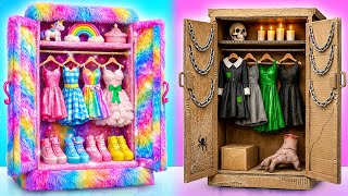 We Build Amazing Doll House | Rainbow Fluffy vs Cardboard Challenge by Multi DO Girls