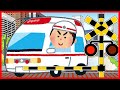 【働く車 踏切 電車】★乗り物大集合① のりものあつまれ★ 働く車 ショベルカー ダンプカー 動画
