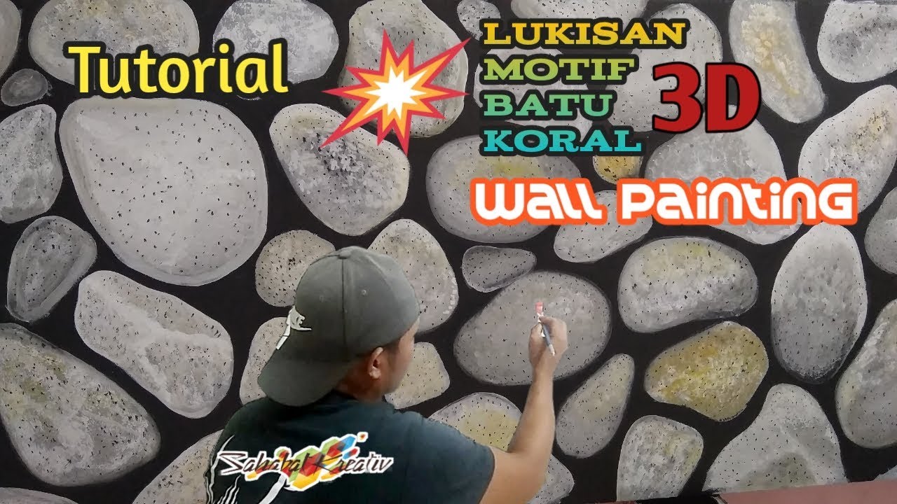 Amazing Cat  dinding  kreatif motif  batu  koral 3D seperti 
