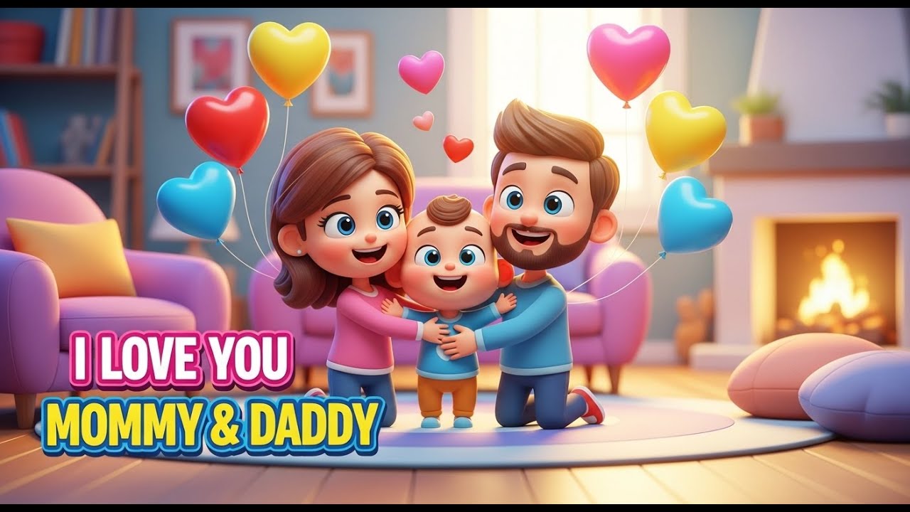 I Love You Mommy ❤️ & Daddy 💙 | Sweet Kids Song | 3D Cartoon Nursery Rhyme