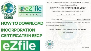 How To Download Incorporation Certificate From SECP Website | Company Incorporation  | SECP eZfile