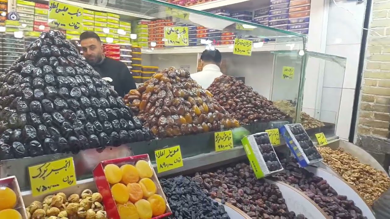 🌴 Tehran Street Food Taste Test! Sweet Date Shop at Tajrish Bazaar 🤯🔥