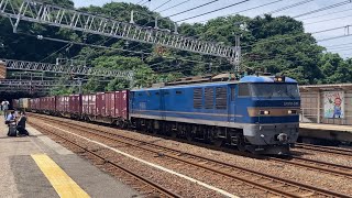 【4K】えちごトキめき鉄道 EF510-514+コキ21両編成 コンテナ貨物列車 名立駅通過