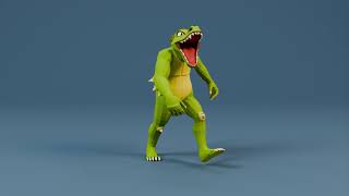 Crocodile Man Monster - low-poly stylized. Demo animations.