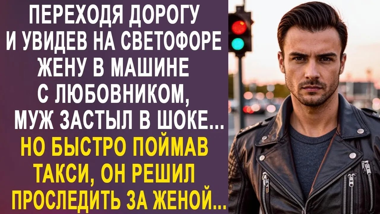 Переходя дорогу и увидев на светофоре жену в машине с любовником, муж оторопел  Но поймав такси
