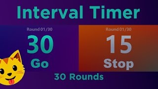 🏋🏋 Interval Timer 30 sec / 15 sec - 30 Rounds - (22 minute 30 Seconds Workout)