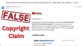 Believe Music False Copyright Claim Should be Illegal  YouTube Content Dispute and Appeal Process