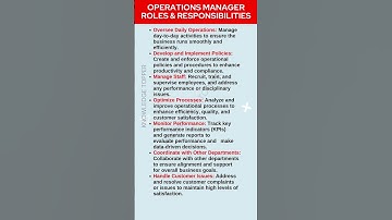 Operations Manager Roles and Responsibilities | Operations Manager Skills | Operations Manager Job