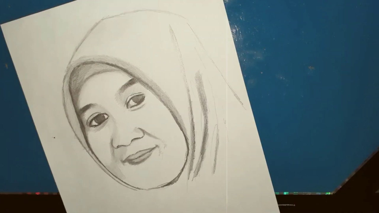 Dunia Belajar Sketsa Wajah Wanita Cantik Berhijab