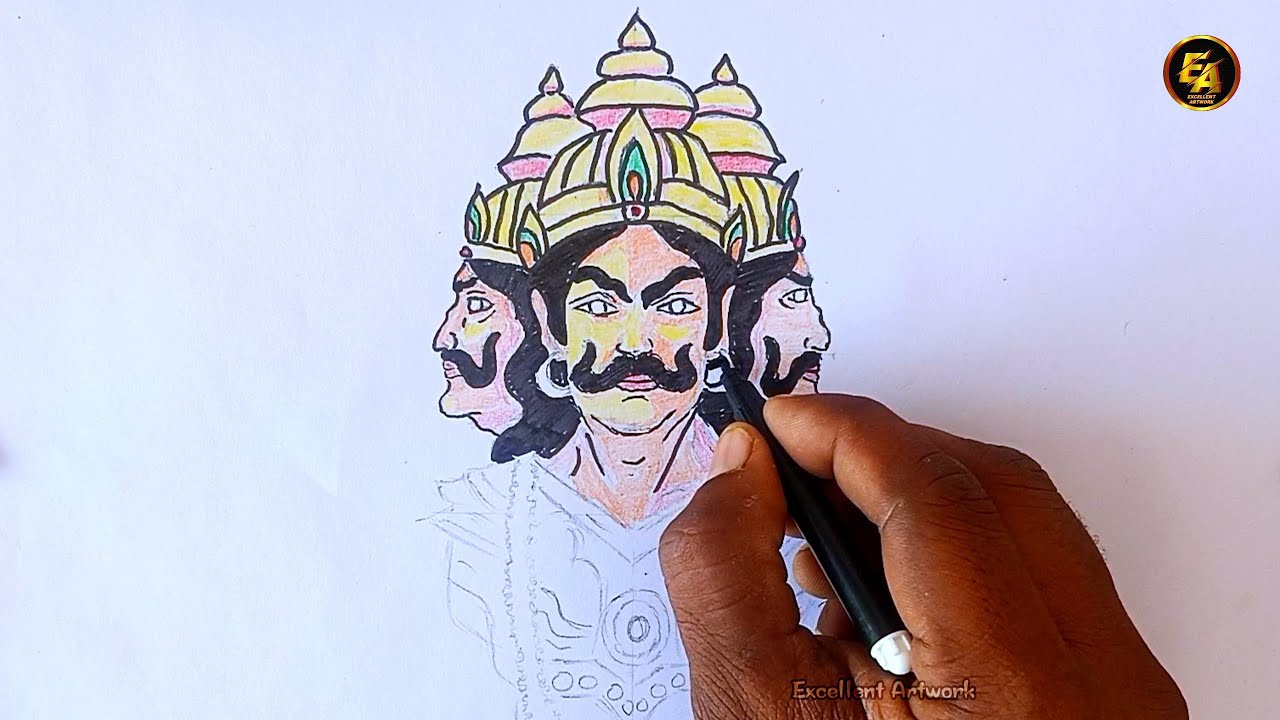 Flat illustration of Ravana face for Dussehra. 24290399 Vector Art at  Vecteezy