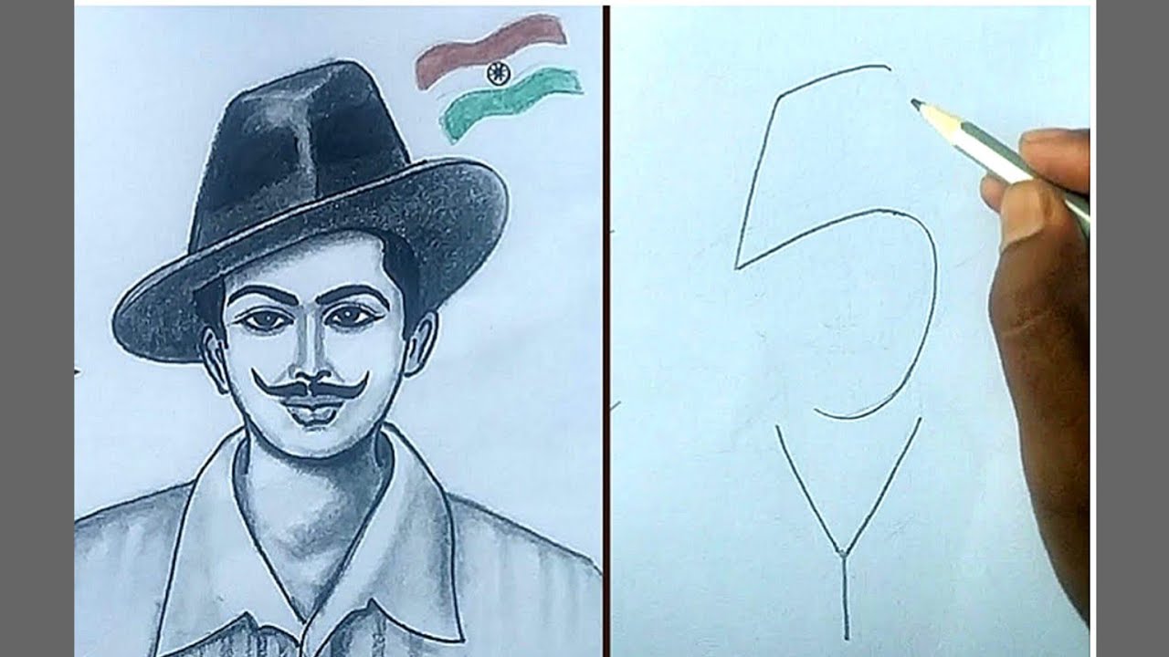 Shaheed Is Drawing 5,Y Turn into the Drawing of Bhagat Singh | Easy Shaheed Bhagat Singh ...