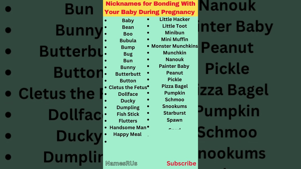 Nicknames for Bonding With Your Baby During Pregnancy 🤰 👦 👧 🥰 