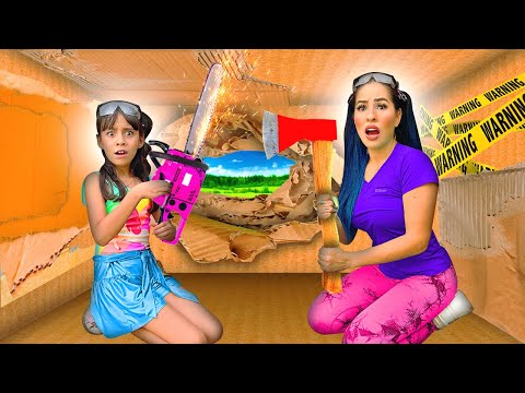 ESCAPANDO DE 100 CAPAS DE CARTÓN 😰🪓!! | Karla Bustillos