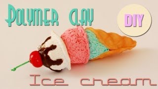 Polymer clay ice cream cone TUTORIAL