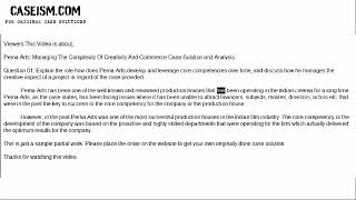 Perna Arts: Managing The Complexity Of Creativity And Commerce  Case Solution & Analysis