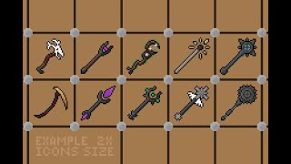 Fantasy Pixel art staffs asset pack.