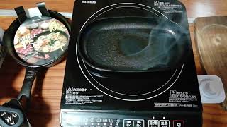 #スキレット　シーズニング　⑦　ステーキプレート　＃アイリスオーヤマ　　　＃メシテロ　IH対応　お手入れ 　鉄鍋を鍛える　ガスでやったほうがいいかも　100均スキレット