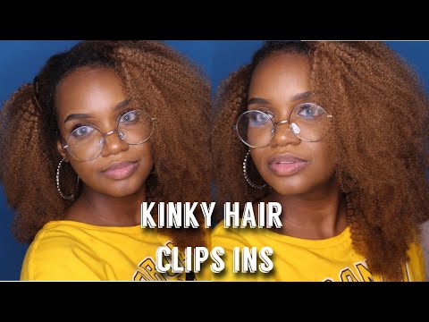 video about Clip in Hair Extension Afro Kinky Curly Ombre Black to Light Auburn-Only For Order Over $269