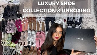 FULL LUXURY SHOE COLLECTION & CHANEL UNBOXING | 38 PAIRS!! | CHANEL LOUIS VUITTON HERMES GUCCI PRADA
