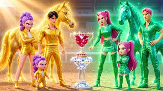 😱 Golden Family VS Emerald Family 🥇 RUMI Gets Magic Horse Racing Championship | KPOP Demon Hunters