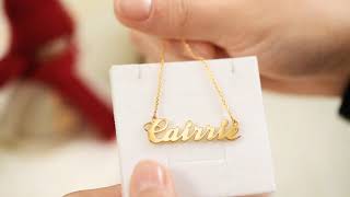 Yafeini personalized 925 sterling silver name necklace with 18K gold plated