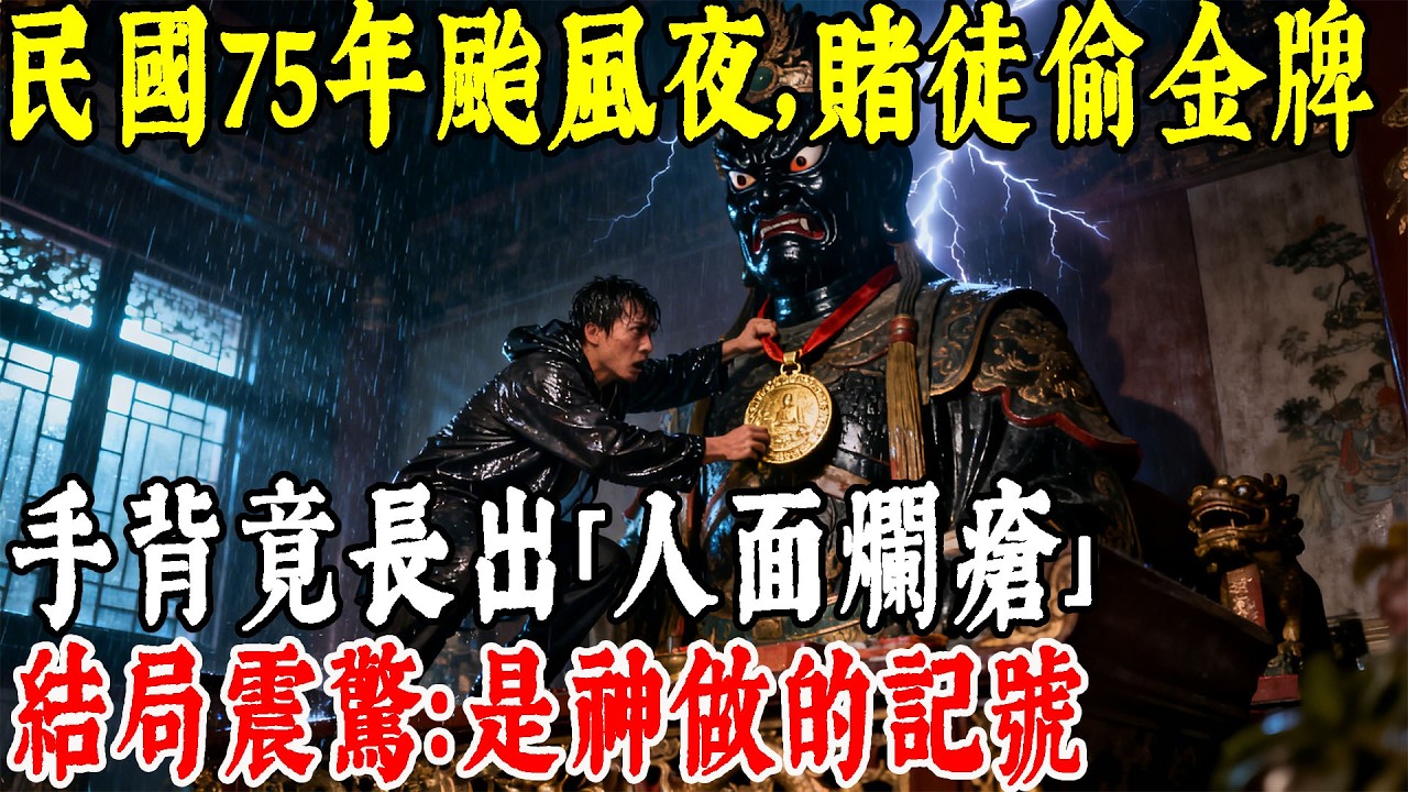 民國75年颱風夜，賭徒爬上神桌偷媽祖金牌！三天後手背長出「人面爛瘡」，醫生嚇壞：這肉已經死透了...結局全村震驚：原來是神明做的記號！#情感#民間故事#真實故事#中老年生活 #台灣