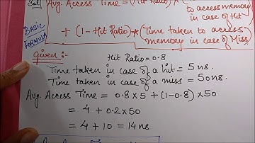 GATE 2015- Average Access Time - Cache Hit Miss - Computer Architecture