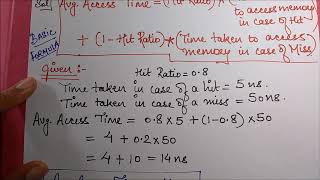 GATE 2015- Average Access Time - Cache Hit Miss - Computer Architecture