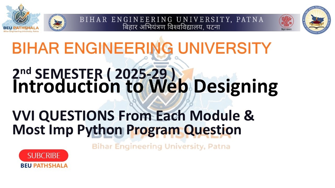 BEU Patna | 2nd Semester Introduction to Web Design | Important ...