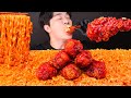 ASMR MUKBANG | FRIED CHICKEN & CARBO SPICY NOODLES EATING SOUNDS 까르보 불닭볶음면 & BBQ 양념치킨🍗 리얼사운드 먹방