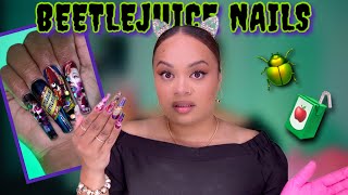 BEETLEJUICE AQUARIUM NAILS | THIS DID NOT GO HOW I WANTED | Halloween Builder Gel Nails