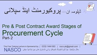 Lecture-46 Pre & Post Contract Award Stages of Procurement Cycle (M-1 CH-2.1)