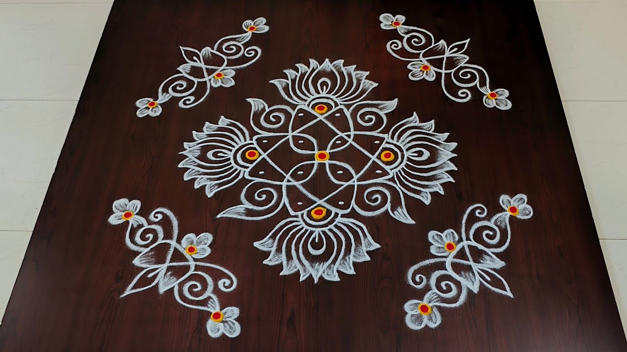 4×2dots easy rangoli|daily muggulu|thipkyanchi,festival rangoli|traditional rangoli#Rang kaa Rangoli