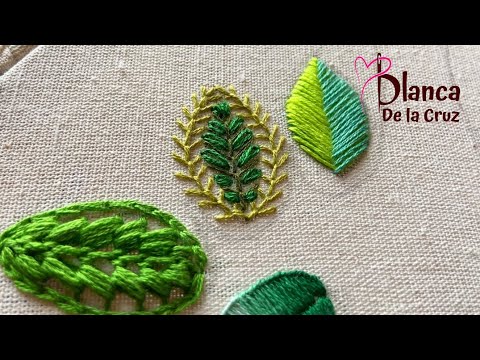 Bordar a mano hojas con punto mosca y hoja espina de pescado elevado bicolor