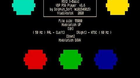 MSX2 X-Basic PSG VDP Player v2.6 in Text Mode.