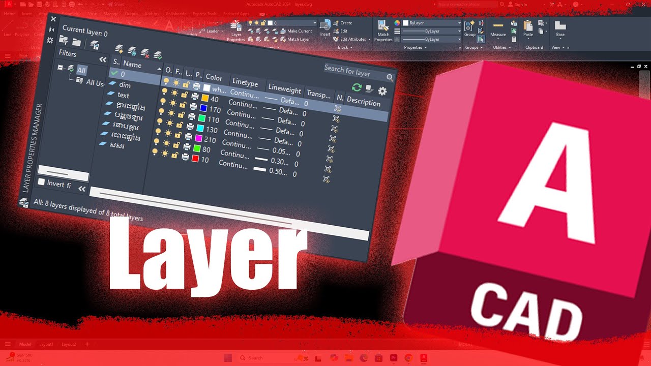 ស្វែងយល់ពី layer ក្នុង AutoCAD [How to use layer in AutoCAD] Ep5 - YouTube