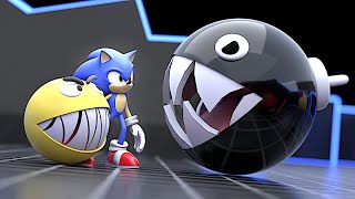 Pacman Maze Mayhem - Pacman And Sonic Rescue Ms Pacman