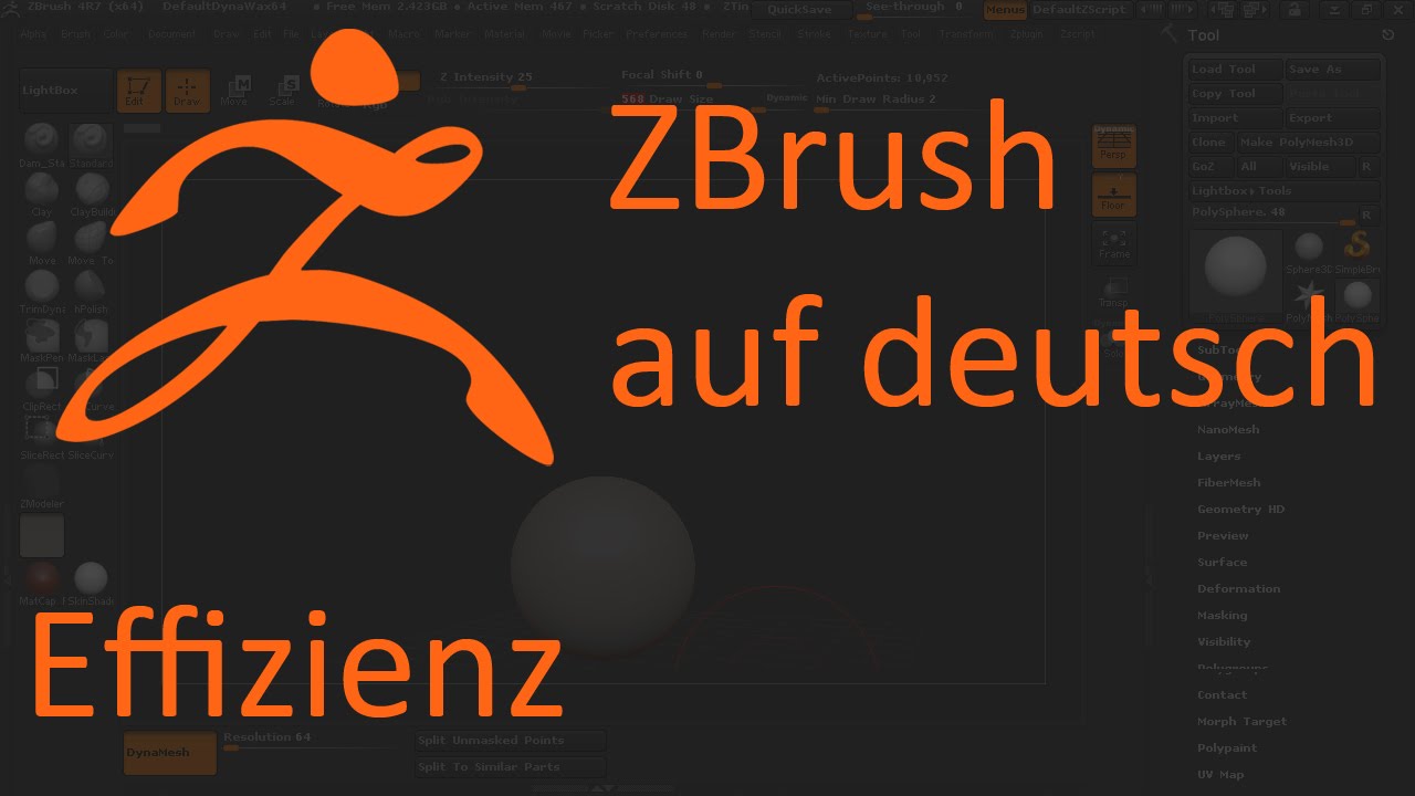 Zbrush Anfanger Workshop Deutsch 02 Zbrush Effizienz Youtube Zbrush Deutsch Workshop