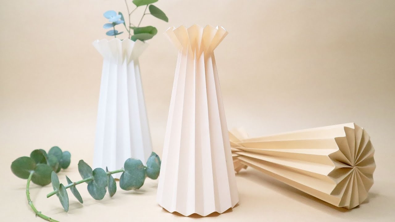 折り紙花瓶 コピー用紙一枚で作る花瓶の作り方 Diy Origami Flower Vase Ayawangpaper Youtube