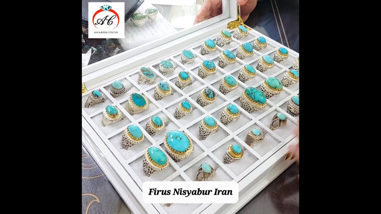 Cincin Firus Nisyabur Iran Pure Original High Quality, Ikatan Handmade, Neyshabur Turquoise Ring