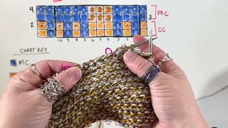 Knitting: Pressed Flowers MAL, video 2: mosaic charts, garter and stockinette mosaic