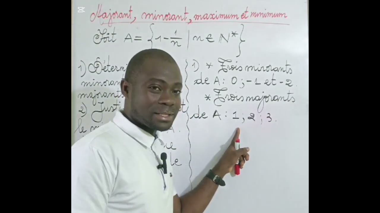MAJORANTS, MINORANTS, MAXIMUM, MINIMUM D'UN ENSEMBLE : 2nd C et 1ère Année Maths-info. 
