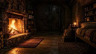 Cozy Underground Bunker Ambience 🔥 Fireplace Sounds & Secure Survival Shelter