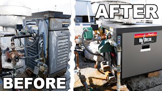 How did we install a 450 lb water heater on the roof? by Almco Plumbing 99 views 1 year ago 2 minutes, 27 seconds