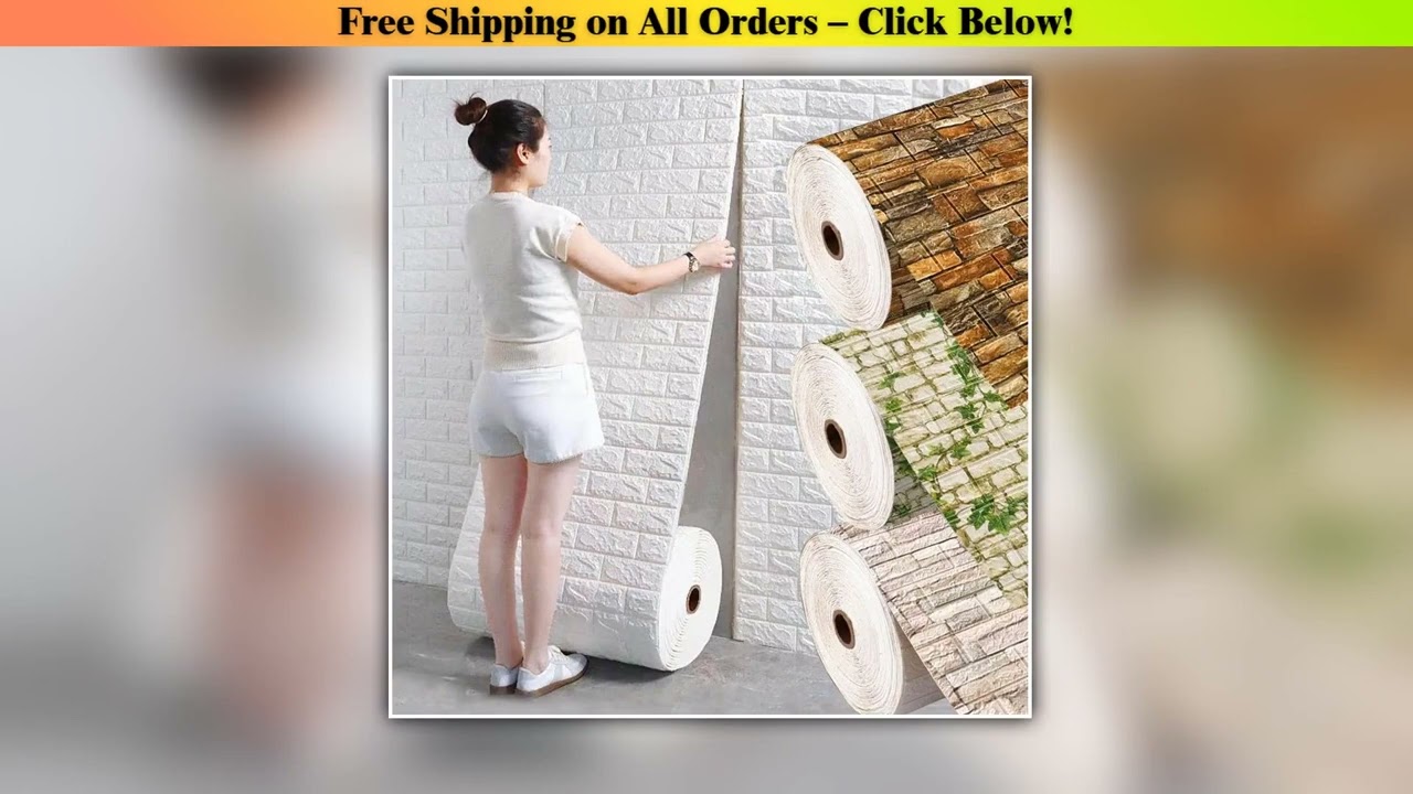 70cm*1m  3D Brick Pattern Wall Panels Wallpaper DIY Waterproof for Living Room Bedroom Kitchen
