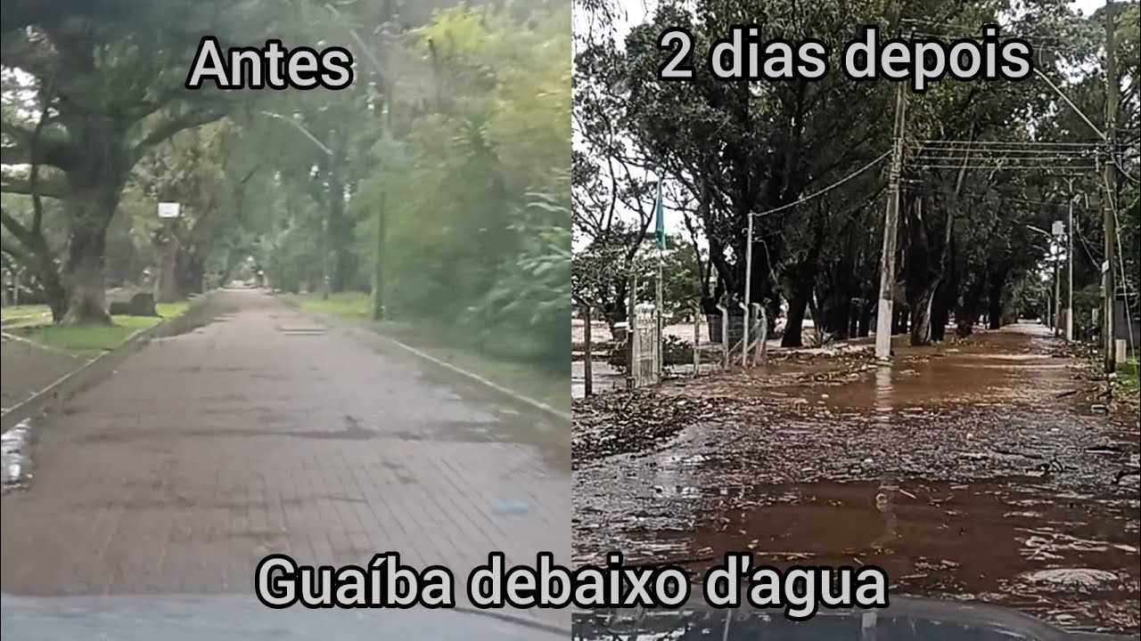 Comparando os estragos da chuva de um dia pra outro - Rio Guaíba inv4de casas