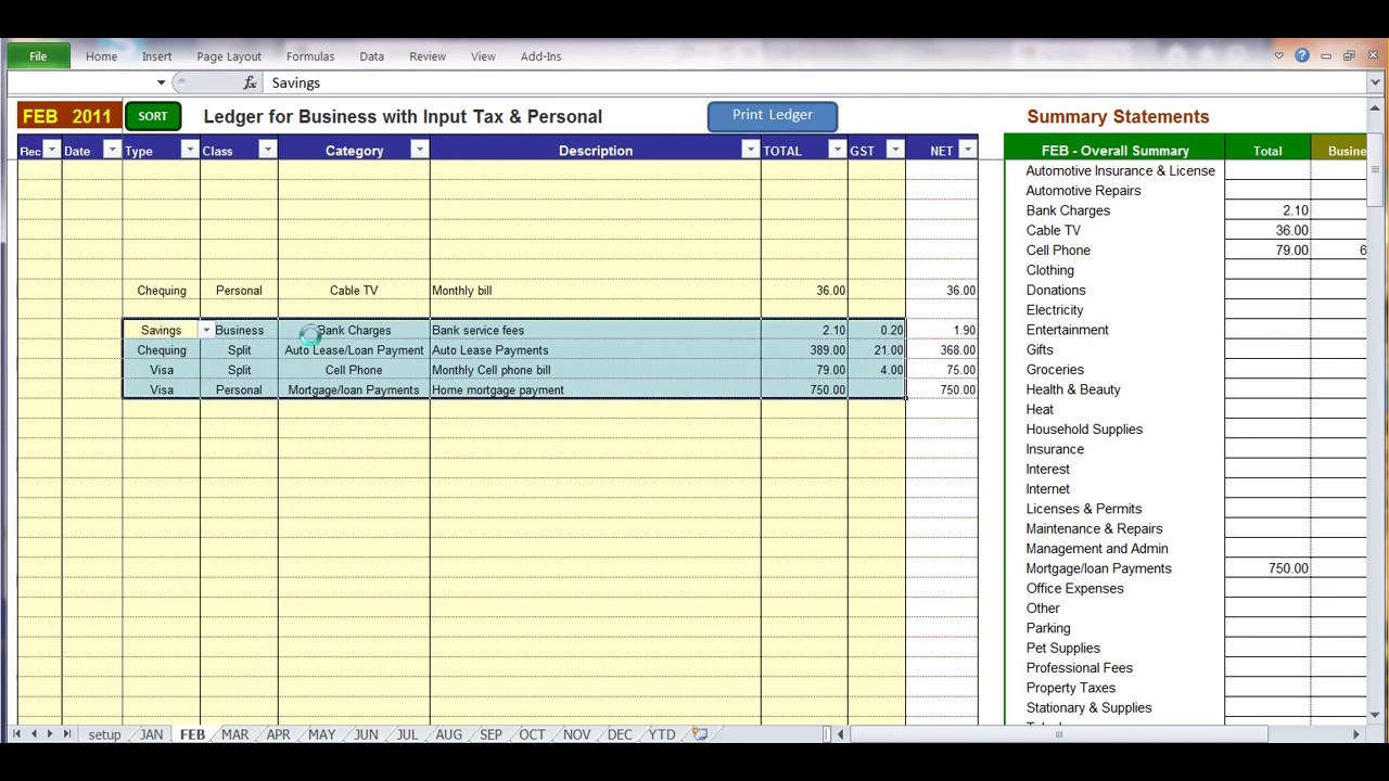 How to Make Repeating Bookkeeping Entries - Excel Spreadsheet - YouTube
